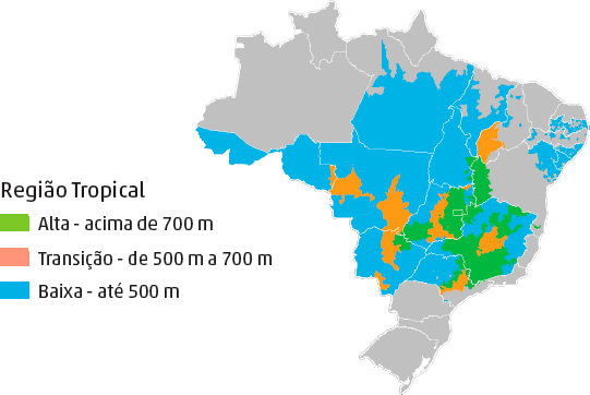 Mapa das regiões climáticas